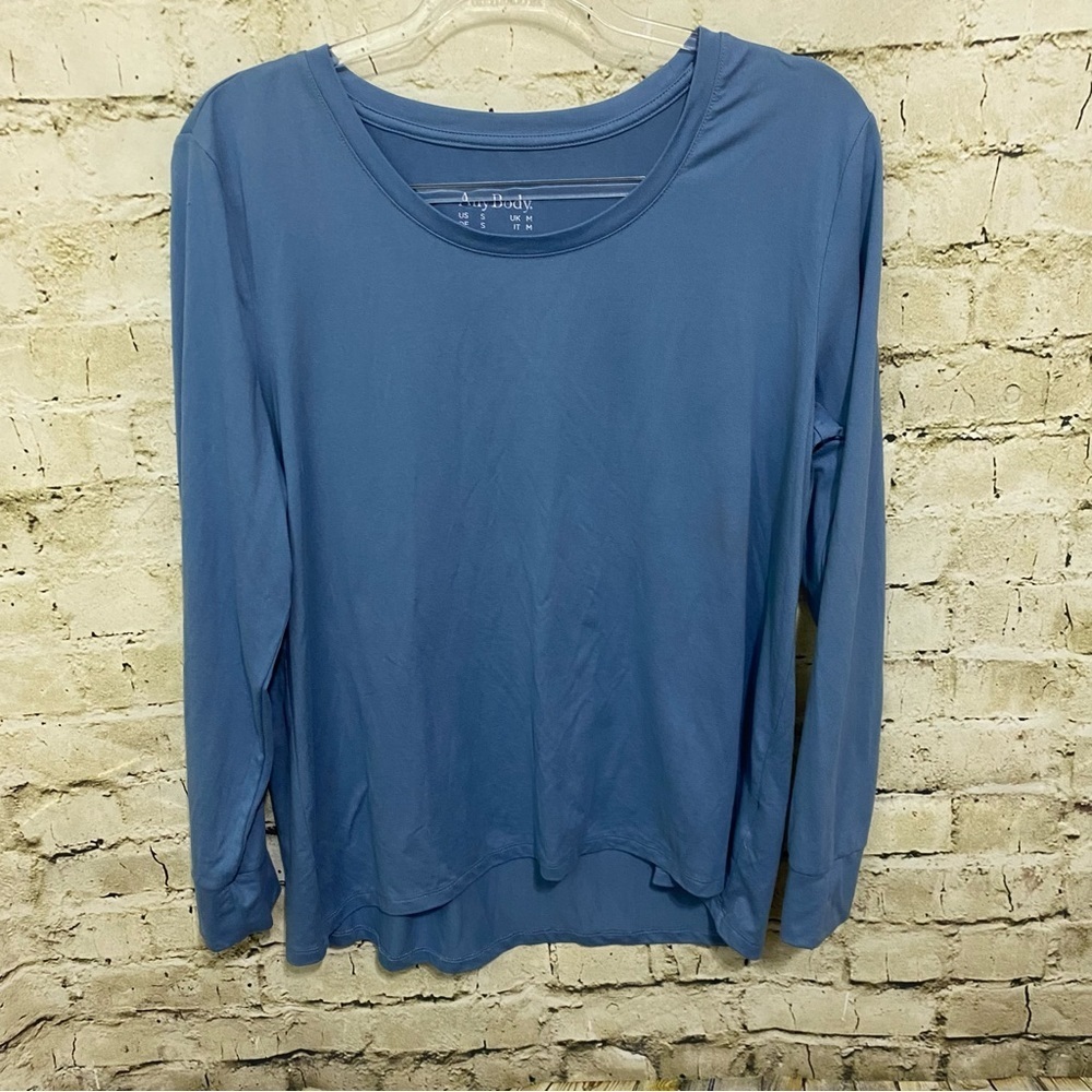 Anybody Blue Soft Hi Low Long Sleeve Lounge Top T Shirt